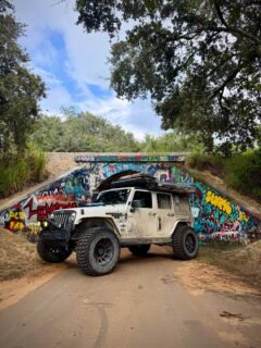 They often say, ‘it’s not about the destination but the journey’…
I found the coolest graffiti railroad bridge, just big enough to let the Road Rash rig pass through.